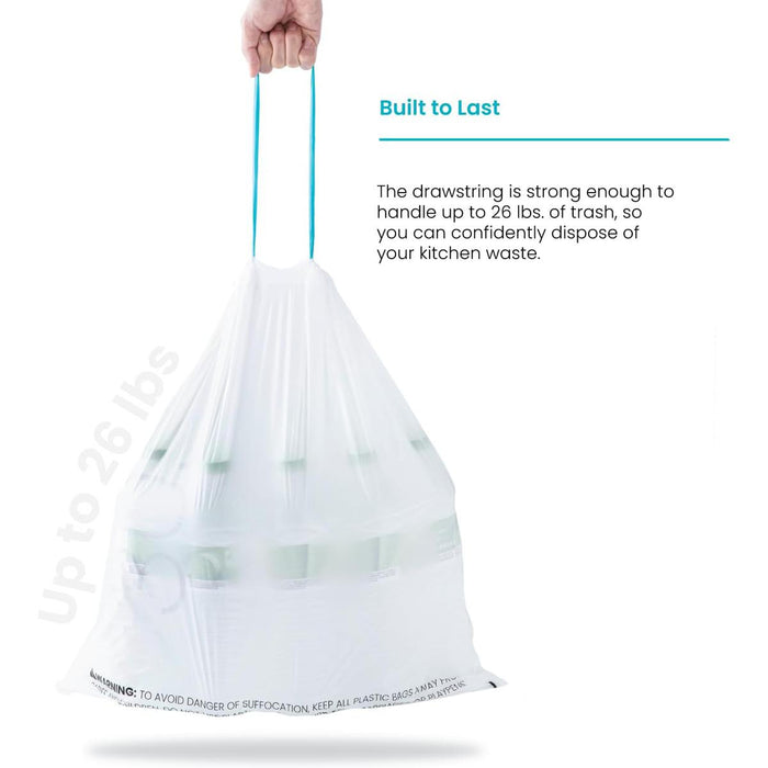 8 Gallon Kitchen Trash Bags with Drawstring Handles, Heavy Duty Custom Fit Design, Code 30R