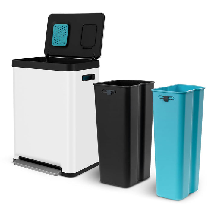 18.5 Gallon Dual Trash Can with CLEANAURA, 70 Liter Total Capacity