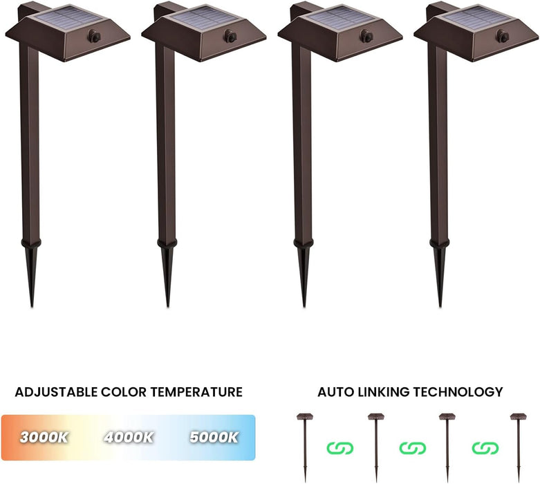 Mesh Linkable Series 4-Pack Solar LED Security Pathway Light - Contemporary