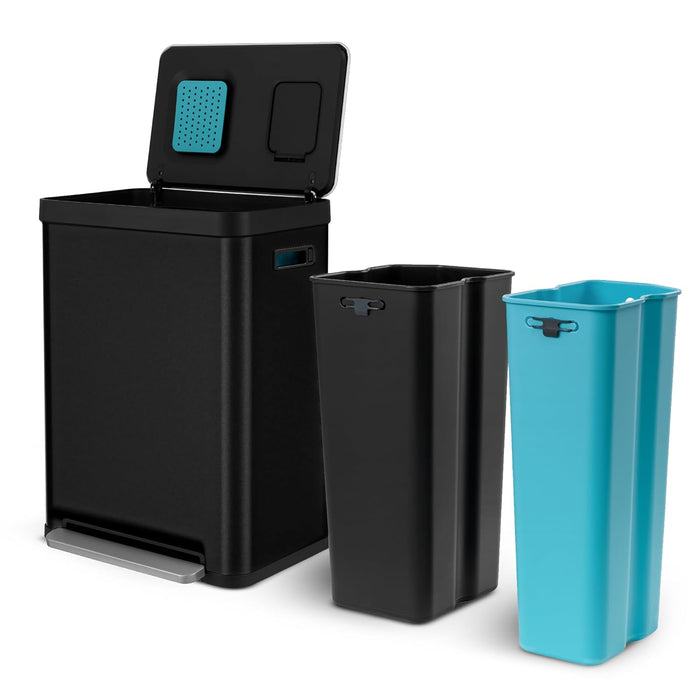 18.5 Gallon Dual Trash Can with CLEANAURA, 70 Liter Total Capacity