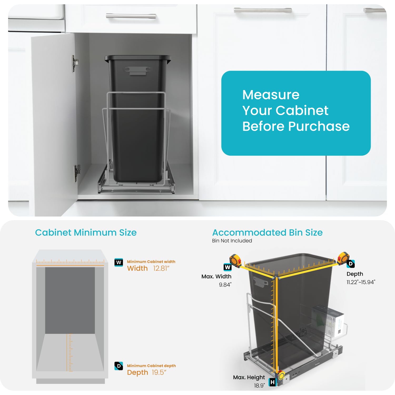 Pull Out Under Sink Trash Can Frame for Kitchen Cabinet