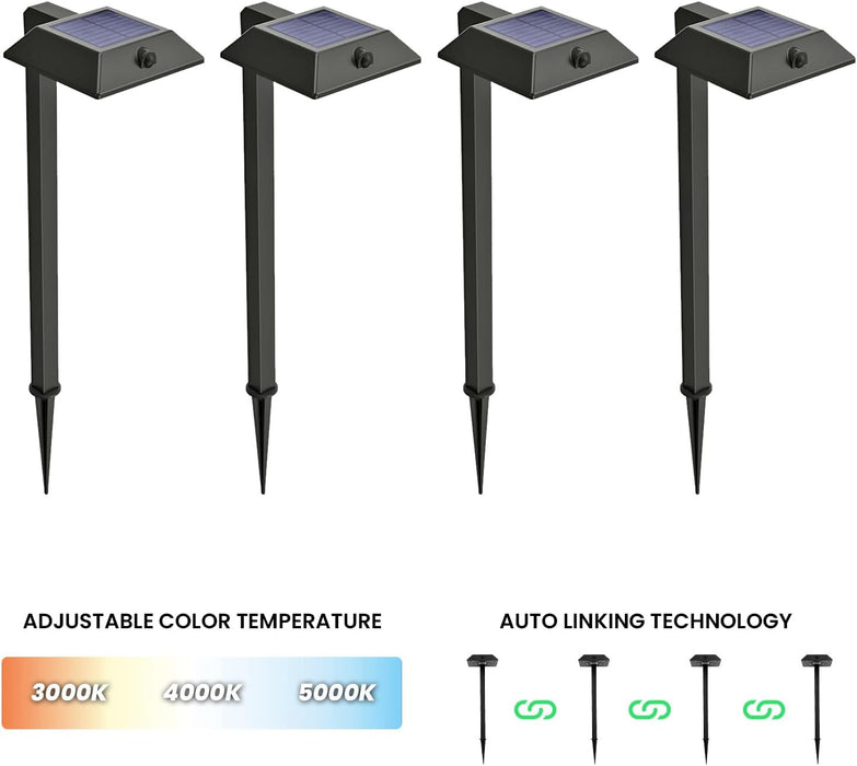 Mesh Linkable Series 4-Pack Solar LED Security Pathway Light - Contemporary