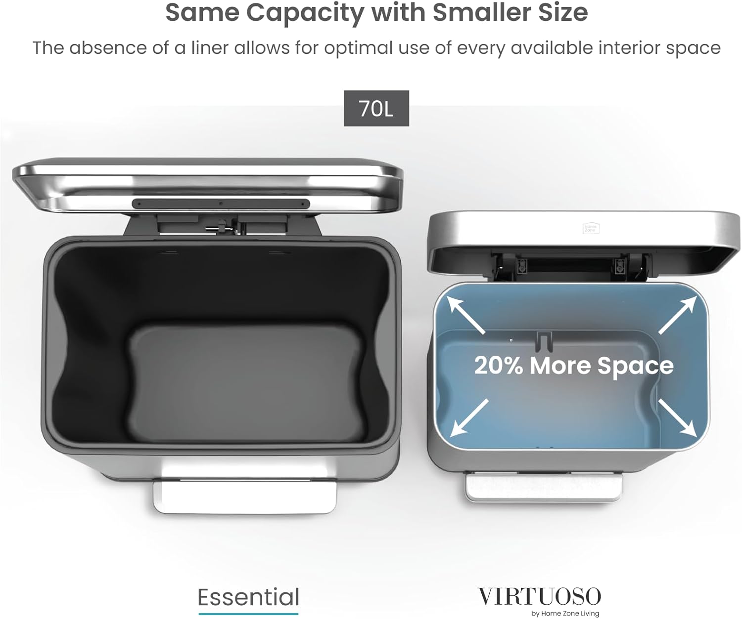 Virtuoso 2.0 - 18.5 Gallon Liner-Free Step Pedal Kitchen Trash Can