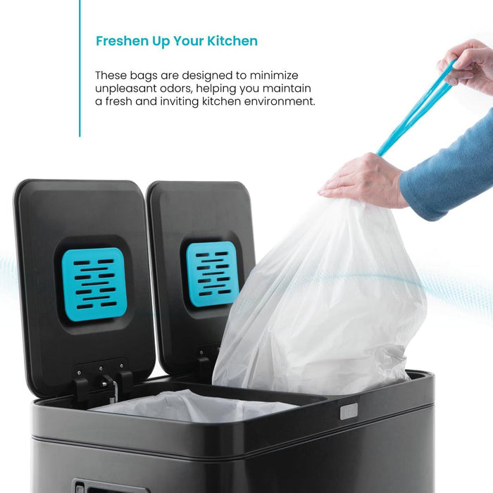 8 Gallon Kitchen Trash Bags with Drawstring Handles, Heavy Duty Custom Fit Design, Code 30R