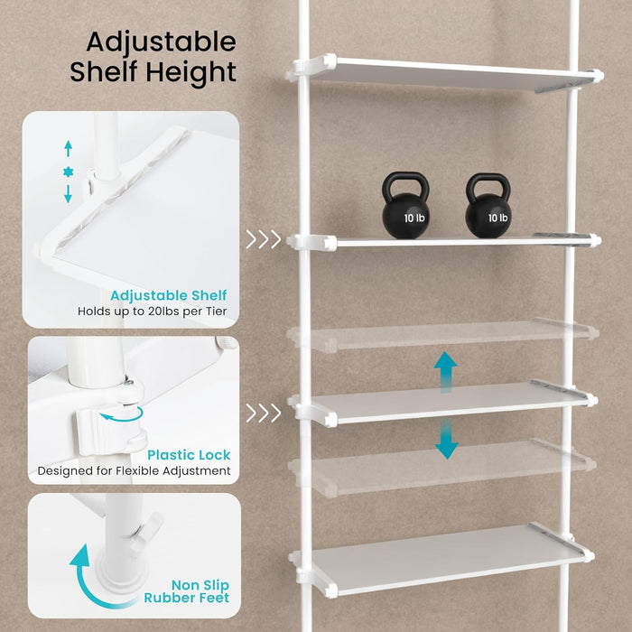 4 Tiers Over The Toilet Bathroom Storage Organizer - Tension Mounted Design