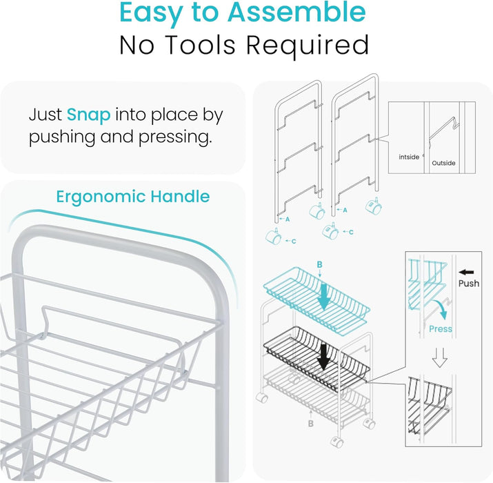 3 Tier Rolling Utility Cart with Handle