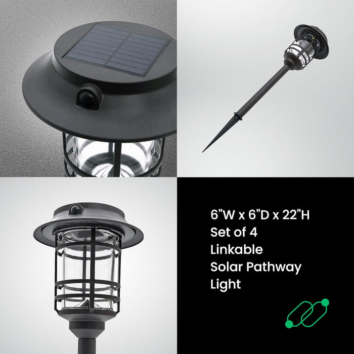 Mesh Linkable Series 4-Pack Solar LED Security Pathway Light - Classic