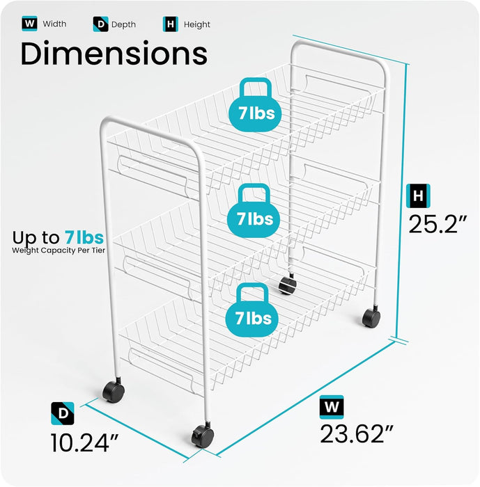 3 Tier Rolling Utility Cart with Handle