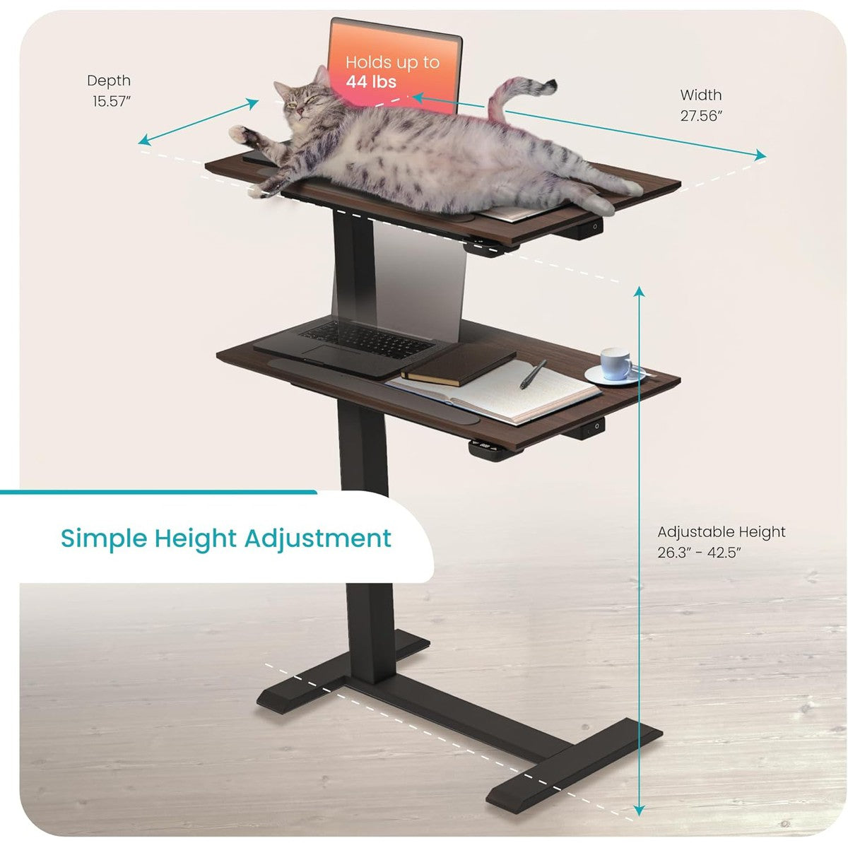 Electric Height Adjustable Overbed Bedside Table with Tilt Top Option