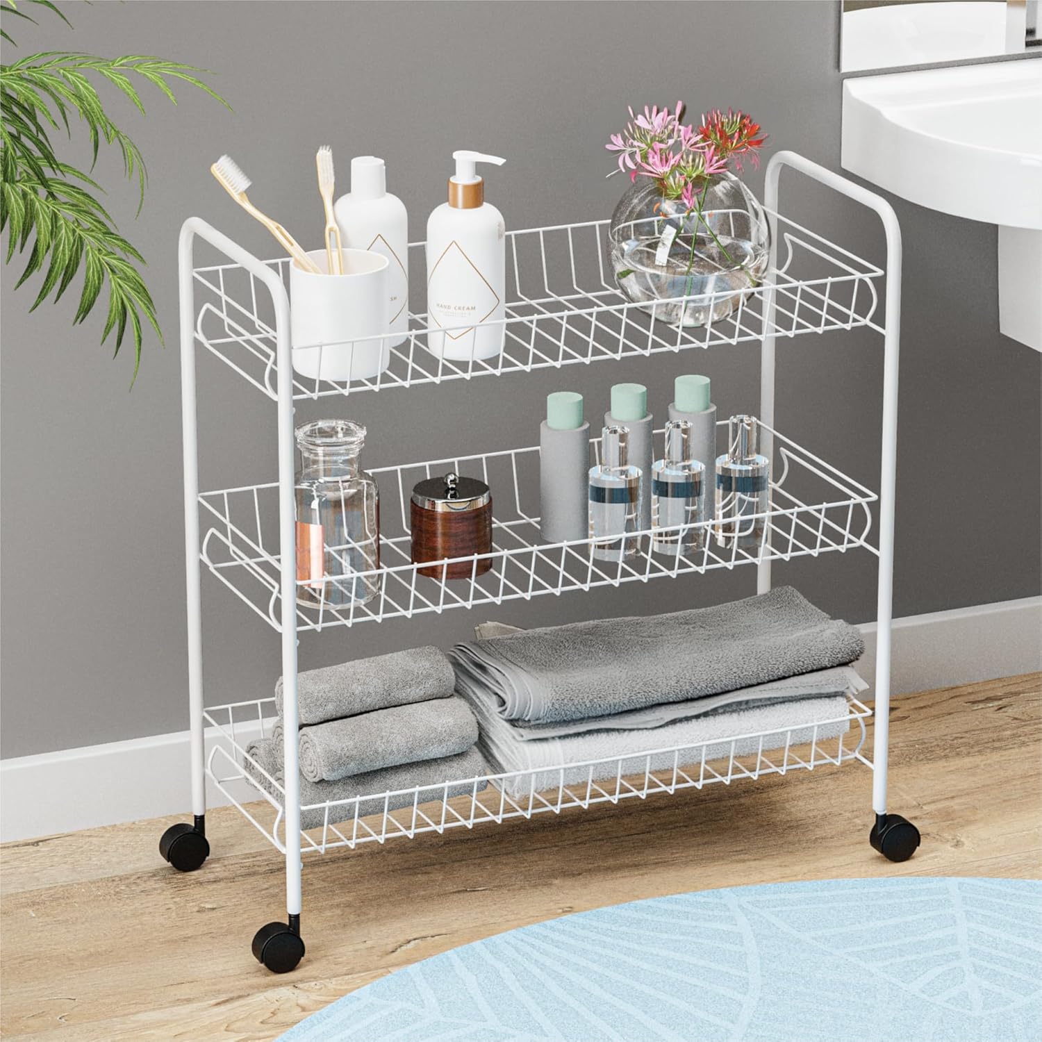 3 Tier Rolling Utility Cart with Handle