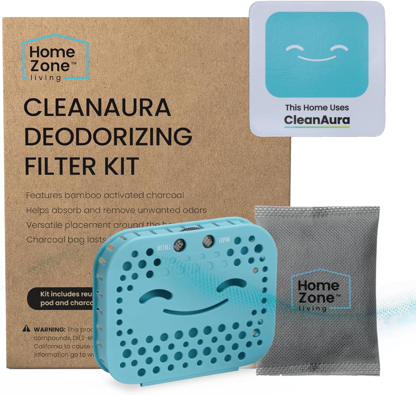 Home Zone Living CleanAura Air Freshener Scent Pod Home Kit, Helps Remove  Unwanted Trash Can Odors, Cherry Blossom Scent