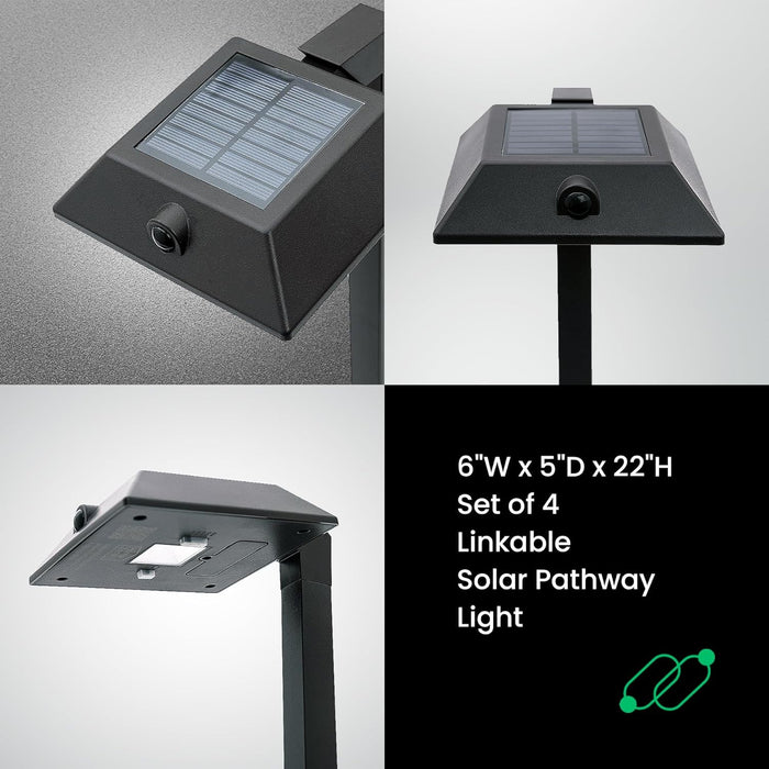 Mesh Linkable Series 4-Pack Solar LED Security Pathway Light - Contemporary