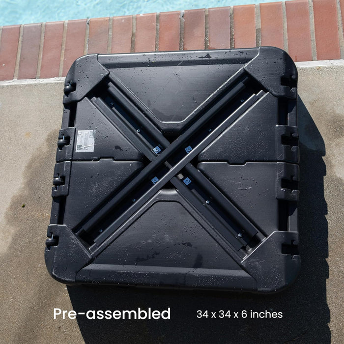 220 Lbs Pre-Assembled Square Umbrella Base with Wheels - Fits Up to 11 Ft Umbrellas