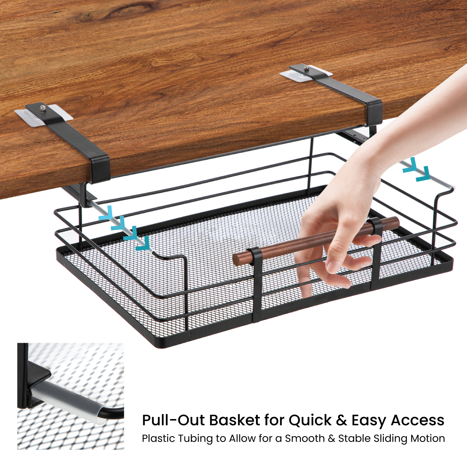 Pull Out Drawers Sliding Basket Cabinet Organizer Self-adhesive