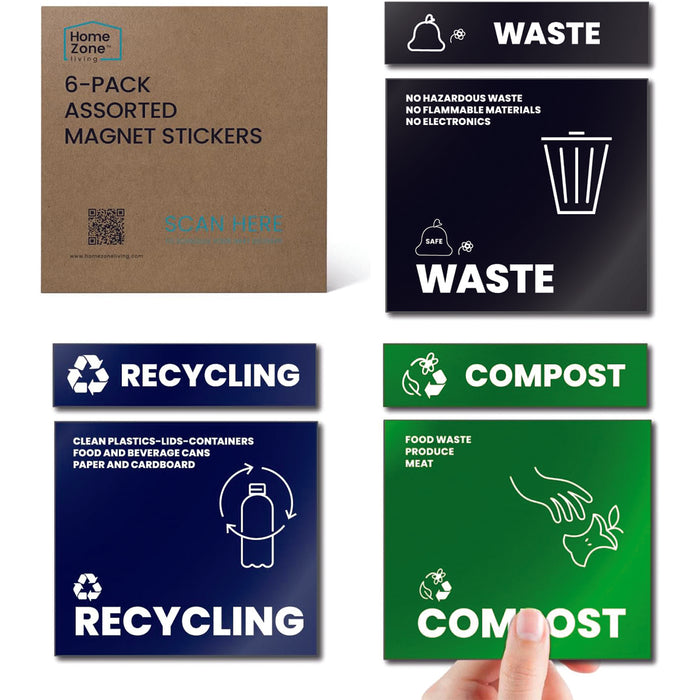 Kitchen Trash and Recycling Combo Assorted Magnetic Set for Waste, Recycle, and Compost