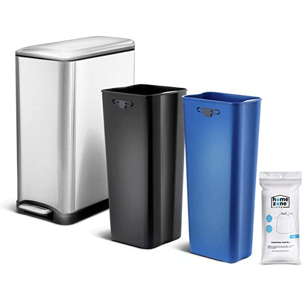 13 Gallon Kitchen Trash Can, Dual Compartment Recycle Combo — Home Zone  Living