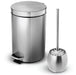 1.8 Gallon Round Bathroom Trash Can with Toilet Brush - 7 Liter - Home Zone Living