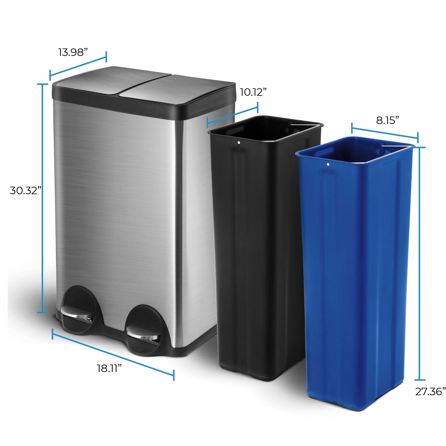 2pcs Kitchen Trash Can Rubbish Bin Large Capacity Stackable Trash Bin  Decorative Multifunctional With Handle For