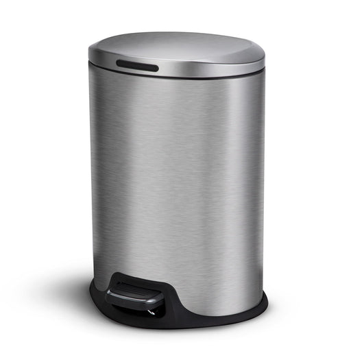 Home Zone Living 13 Gallon Slim Kitchen Trash Can with CleanAura Odor  Control Pod, Stainless Steel, 50 Liters, Silver