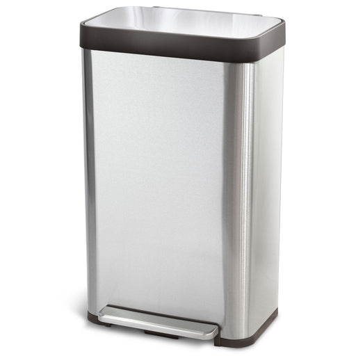 SONGMICS Kitchen Trash Can, 13-Gallon Stainless Steel Garbage Can, with  Stay-Open Lid and Step-on Pedal, Soft Closure, Tall, Large and  Space-Saving