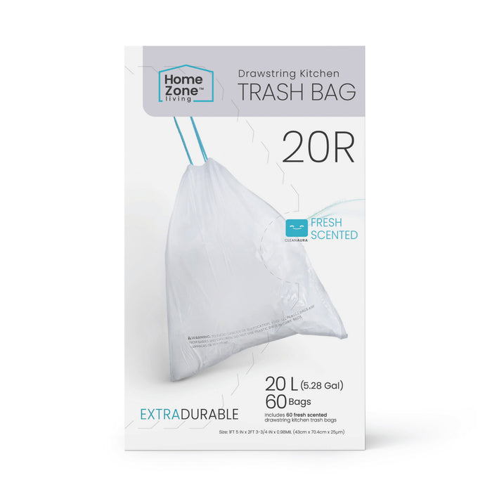 Recycling Drawstring Bags, Clear, 13 Gallon, 20 Count