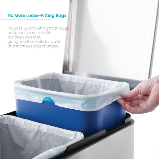 8 Gallon Kitchen Trash Bags with Drawstring Handles, Heavy Duty