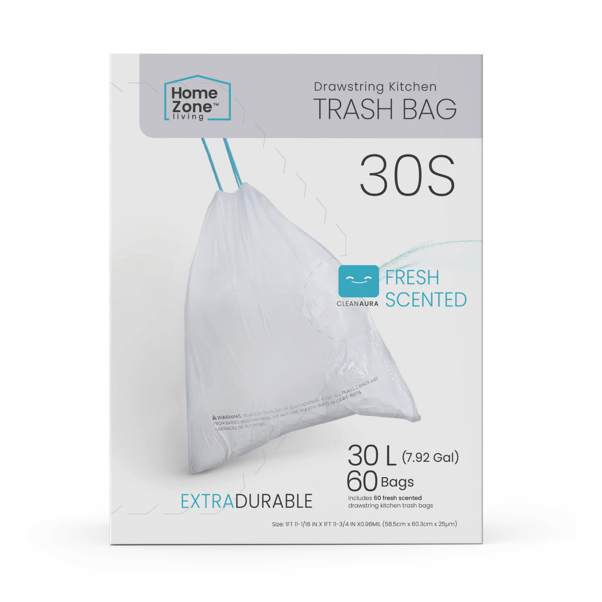 Trash bag 30 L x 15 with sliding handles