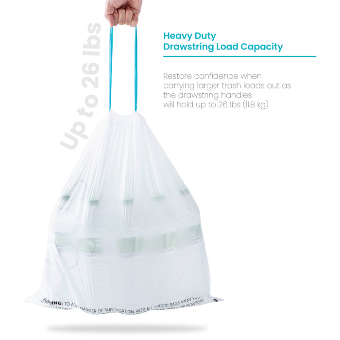 Commercial Bargains Custom Fit Drawstring White Trash Bags, 8