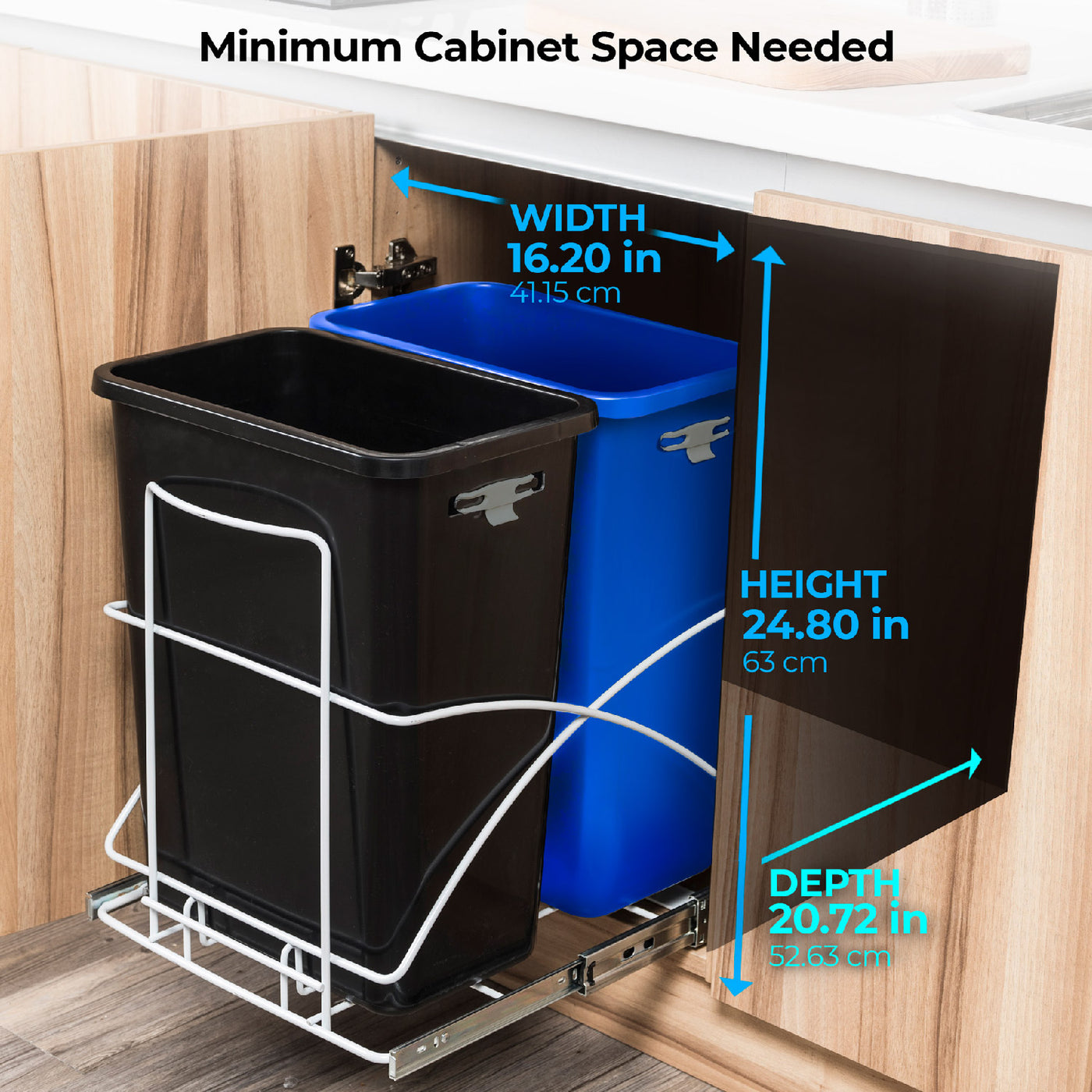 Under Sink Pull Out Kitchen Trash Can Home Zone Living   VK40235U Lifestyle2 1400x1400 