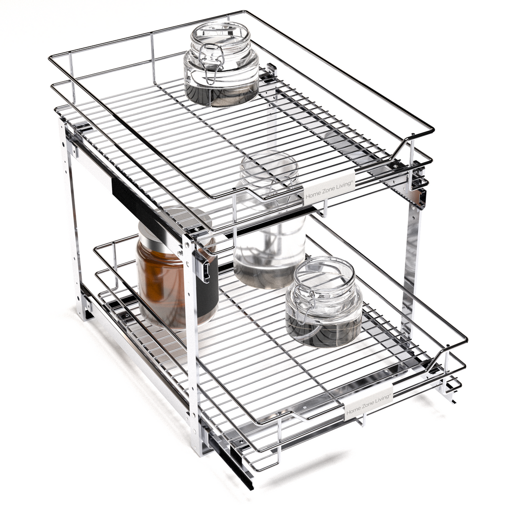 Hold N Storage Pull Out Heavy Duty Slide Out Pots and Pans Sliding Shelf  Drawer Cabinet Organizer, Chrome