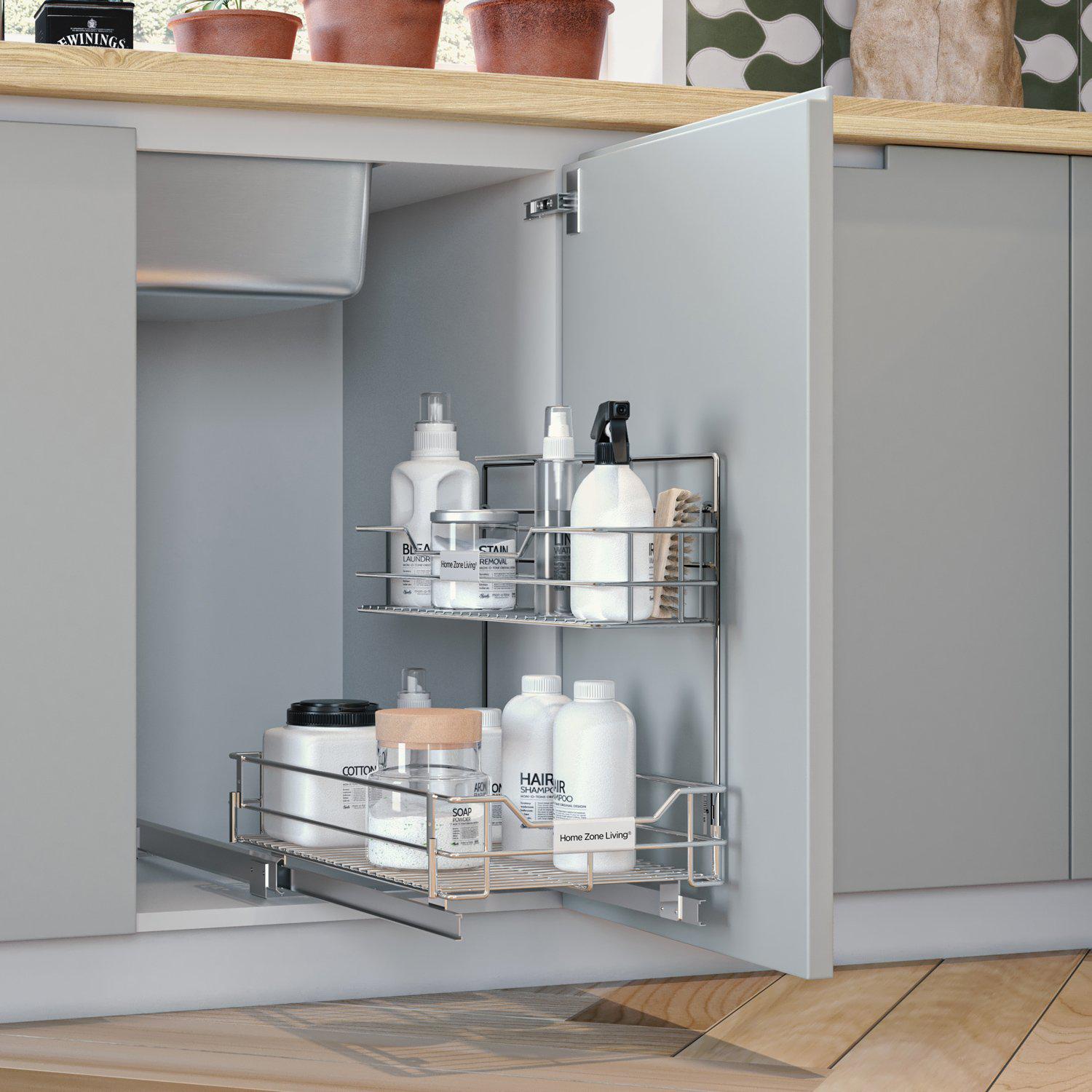 1pc Kitchen Sink Pull-out Storage Rack With Layers For Cabinet