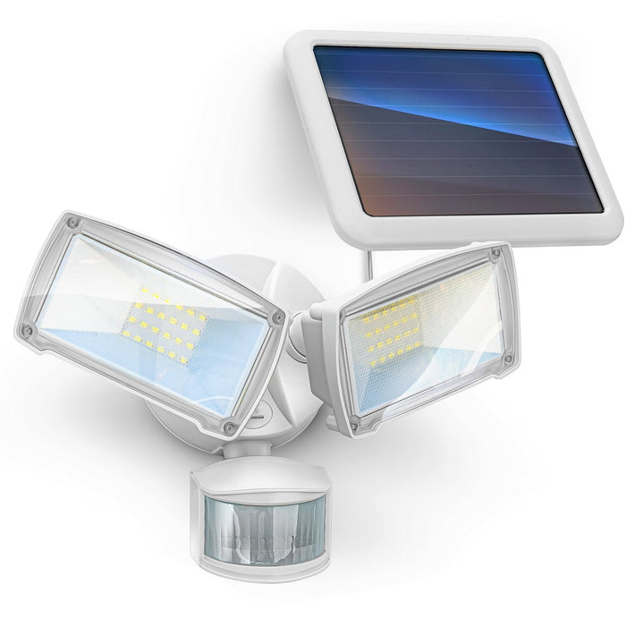 Solar Motion Sensor Light: Twin Head 6000K Light - Home Zone Living